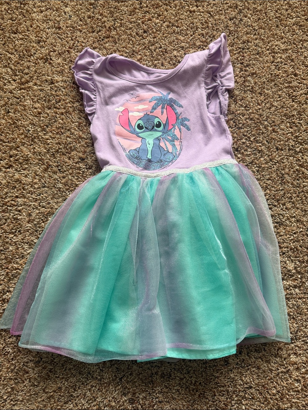 Disney Girls Lavender and Aqua Stitch Tulle Dress